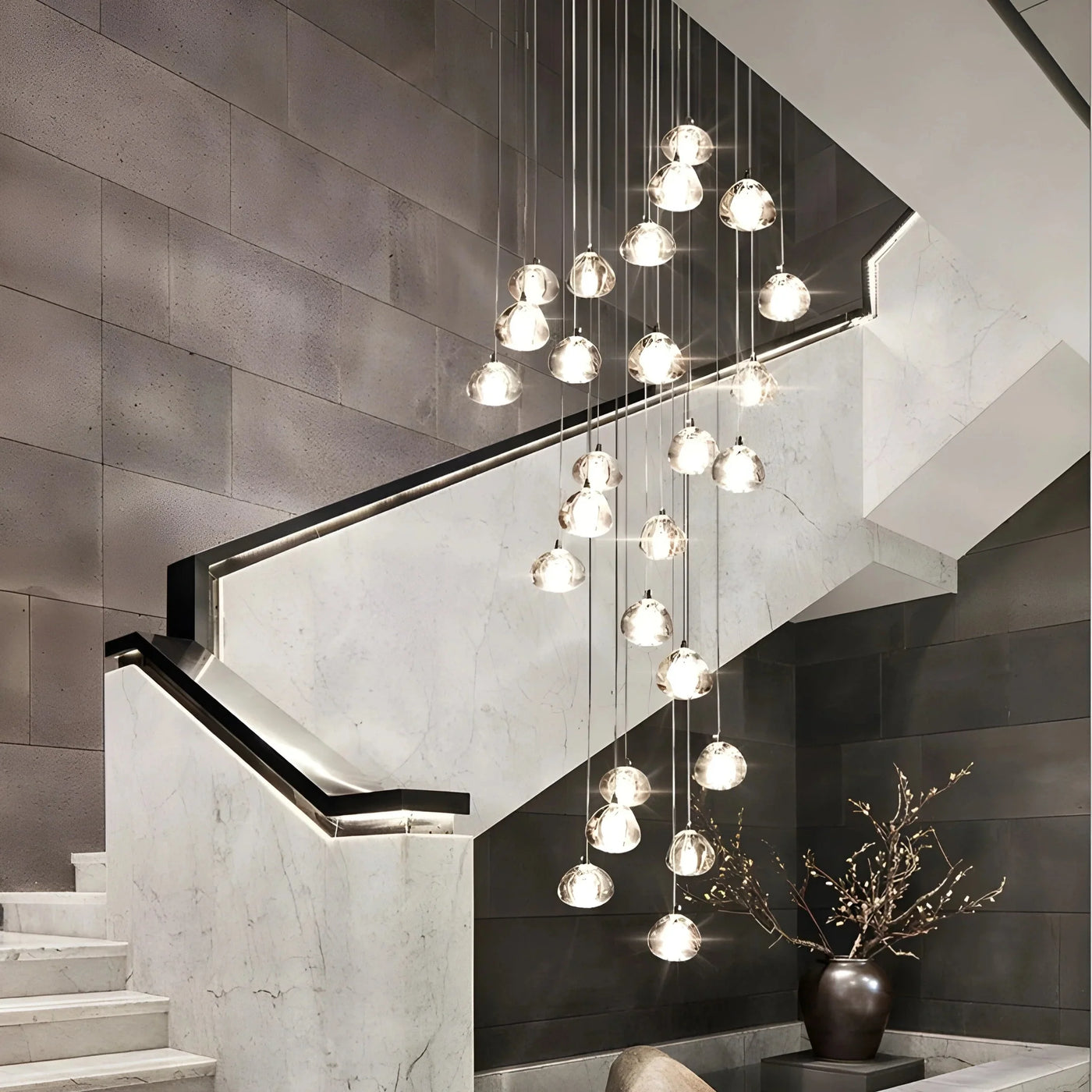 Modern Crystal Chandelier – LED Staircase Pendant Light