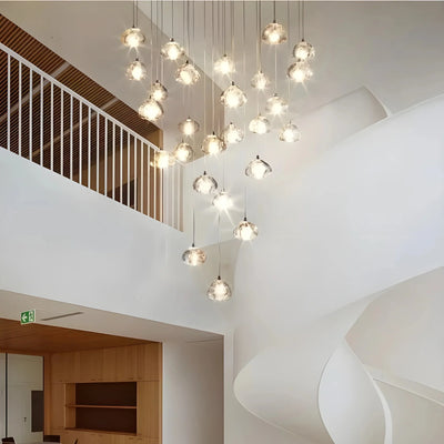 Modern Crystal Chandelier – LED Staircase Pendant Light