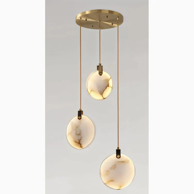 MarbleGlow LED Ring Chandelier – Modern Marble Design