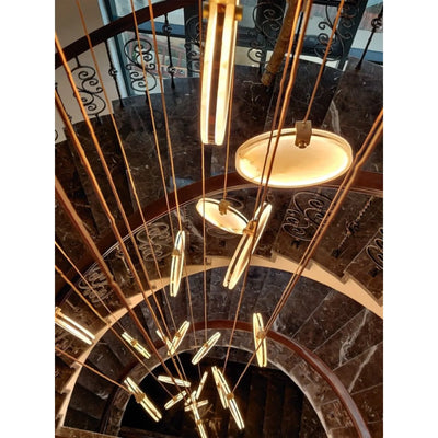 MarbleGlow LED Ring Chandelier – Modern Marble Design