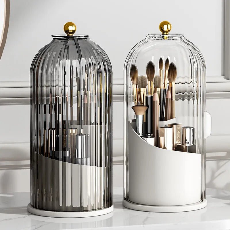 360° Rotating Makeup Brush Organizer with Lid