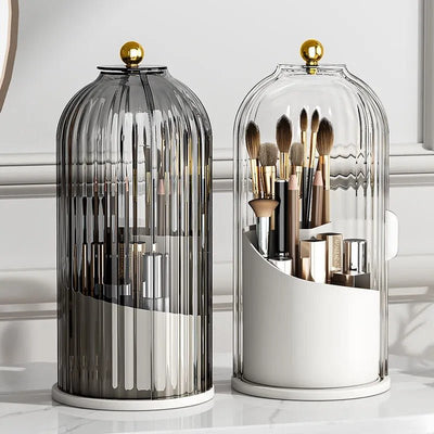 360° Rotating Makeup Brush Organizer with Lid