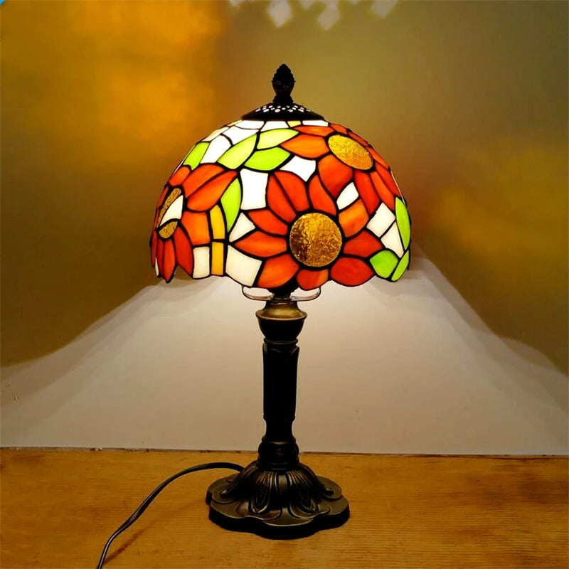 Retro Baroque Tiffany Glass LED Table Lamp E27
