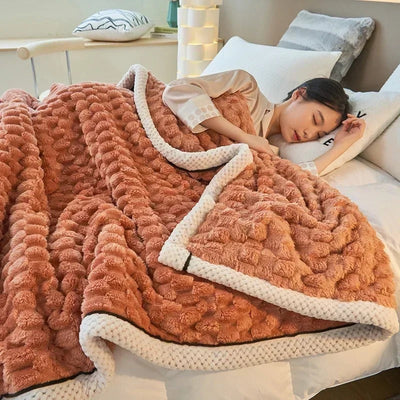 Double-Sided Coral Velvet Blanket Soft Warm Throw for Winter