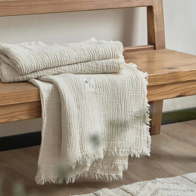 Allison Tassel Cotton Blanket 100% Woven Throw Blanket