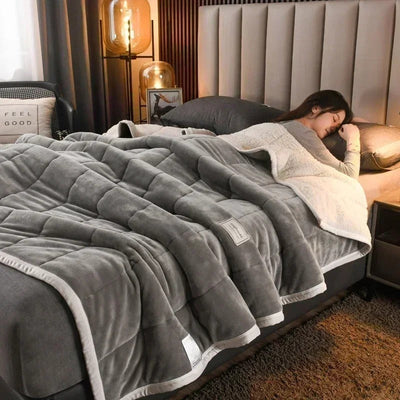 Warm Flannel Coral Fleece Blanket Soft Cozy Throw for Winter