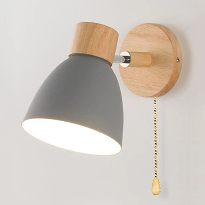 Nordic Wood Hanging Wall Light with Pull Switch