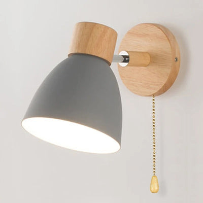 Nordic Wood Hanging Wall Light with Pull Switch