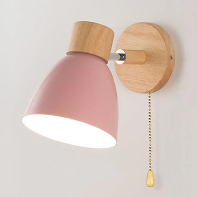 Nordic Wood Hanging Wall Light with Pull Switch