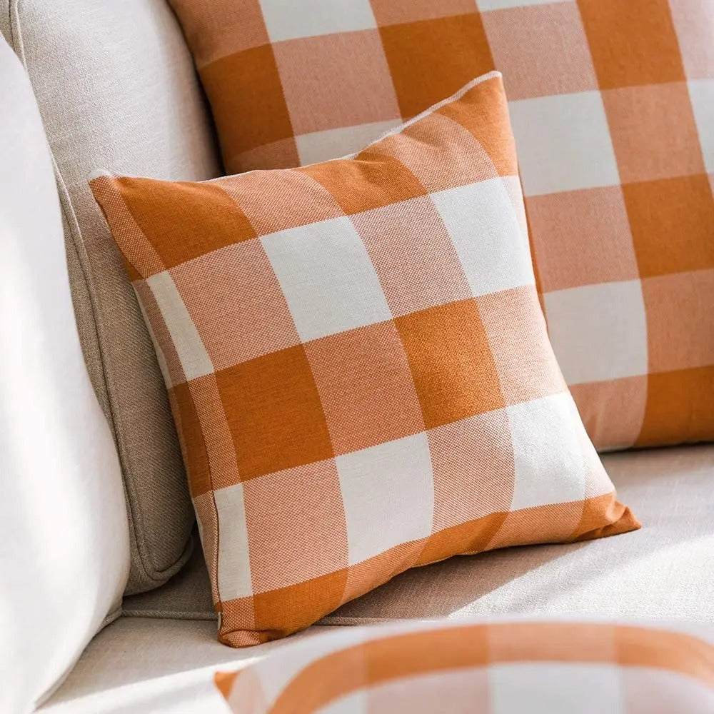 Checked Plaid Pillowcase 45x45 cm Cotton Blend Cushion Cover