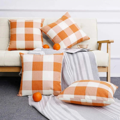 Checked Plaid Pillowcase 45x45 cm Cotton Blend Cushion Cover
