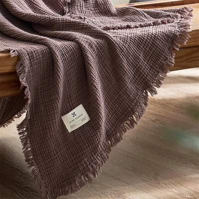 Allison Tassel Cotton Blanket 100% Woven Throw Blanket