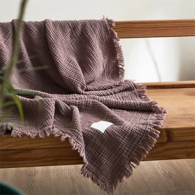 Allison Tassel Cotton Blanket 100% Woven Throw Blanket