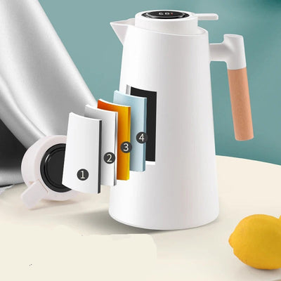 Insulated Glass Thermo Jug – Temperature Display & Wood Handle