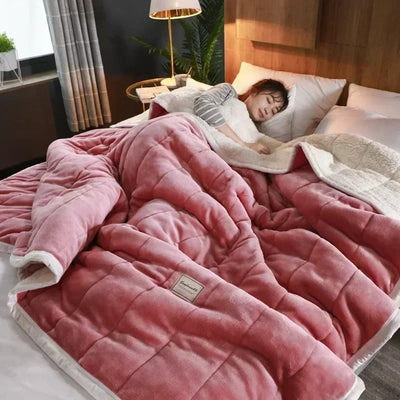 Warm Flannel Coral Fleece Blanket Soft Cozy Throw for Winter
