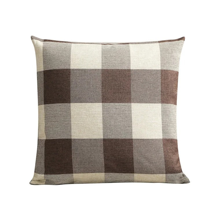 Checked Plaid Pillowcase 45x45 cm Cotton Blend Cushion Cover