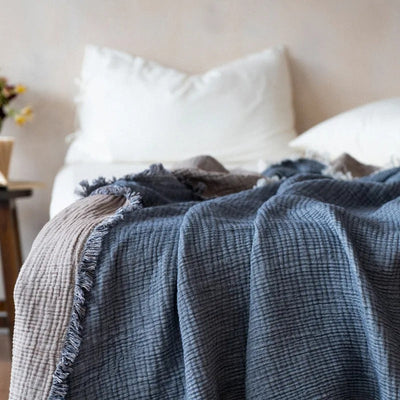 Allison Tassel Cotton Blanket 100% Woven Throw Blanket