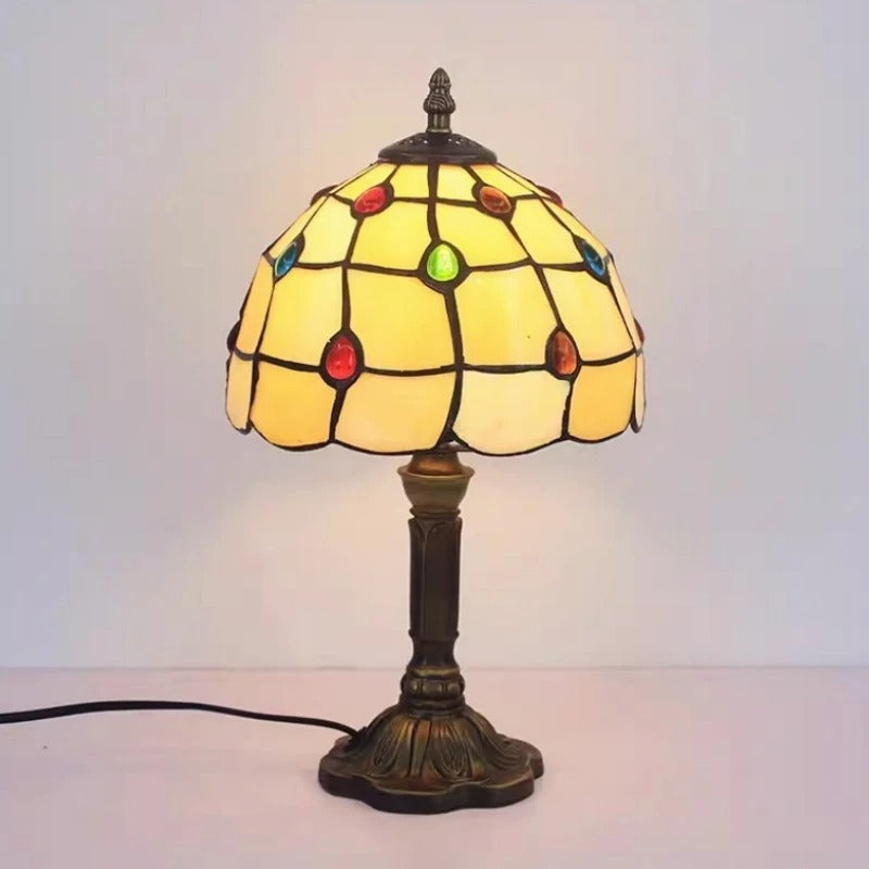 Retro Baroque Tiffany Glass LED Table Lamp E27