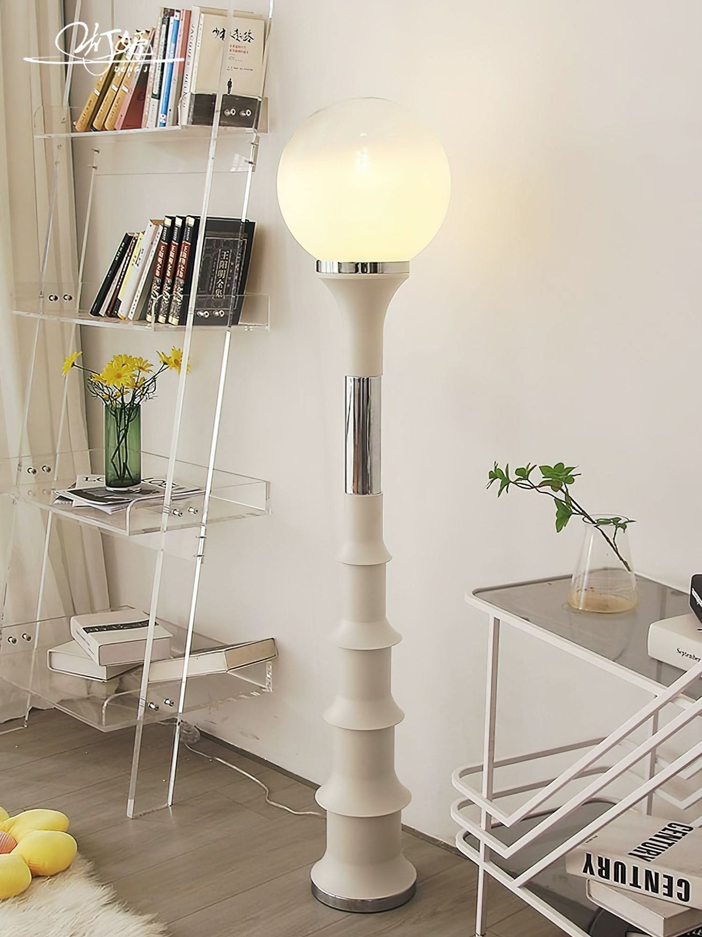 Modern Colorful Floor Lamp with Glass Shade