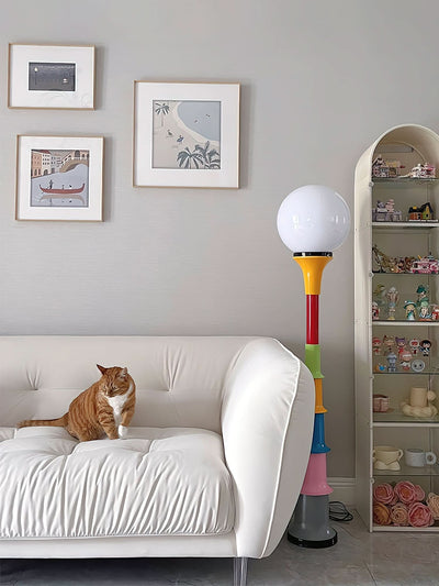 Modern Colorful Floor Lamp with Glass Shade