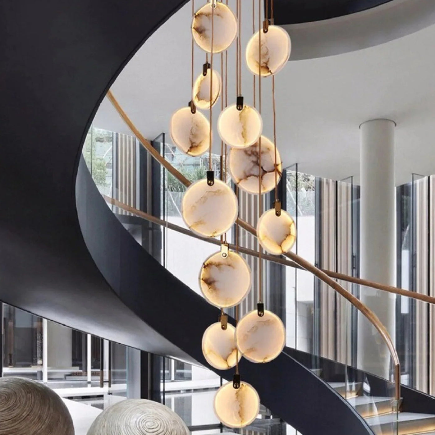 Marble Ring LED Chandelier – Modern Ceiling Light