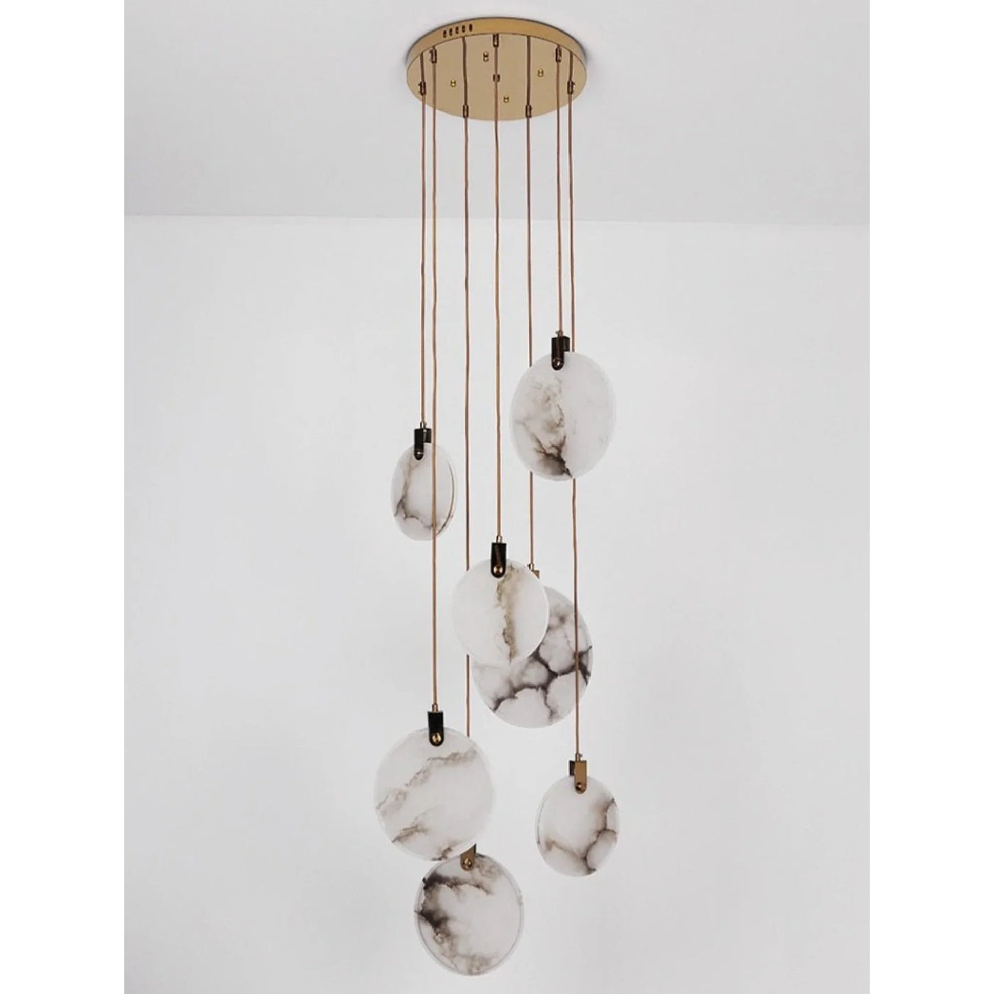 MarbleGlow LED Ring Chandelier – Modern Marble Design