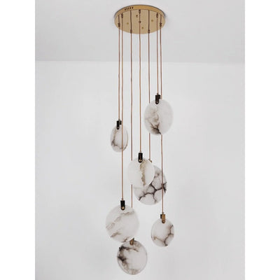 MarbleGlow LED Ring Chandelier – Modern Marble Design