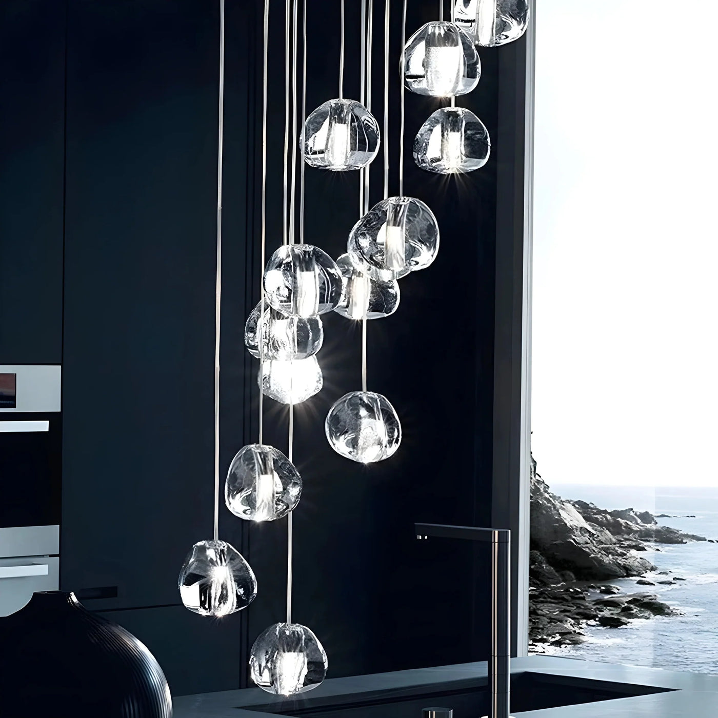 Modern Crystal Chandelier – LED Staircase Pendant Light