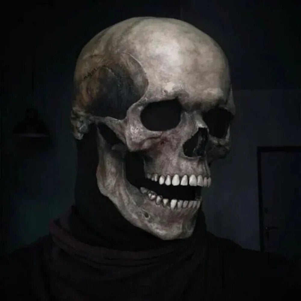 Halloween Skull Mask with Movable Jaw Full Head Latex
