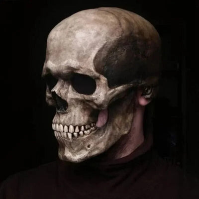 Halloween Skull Mask with Movable Jaw Full Head Latex