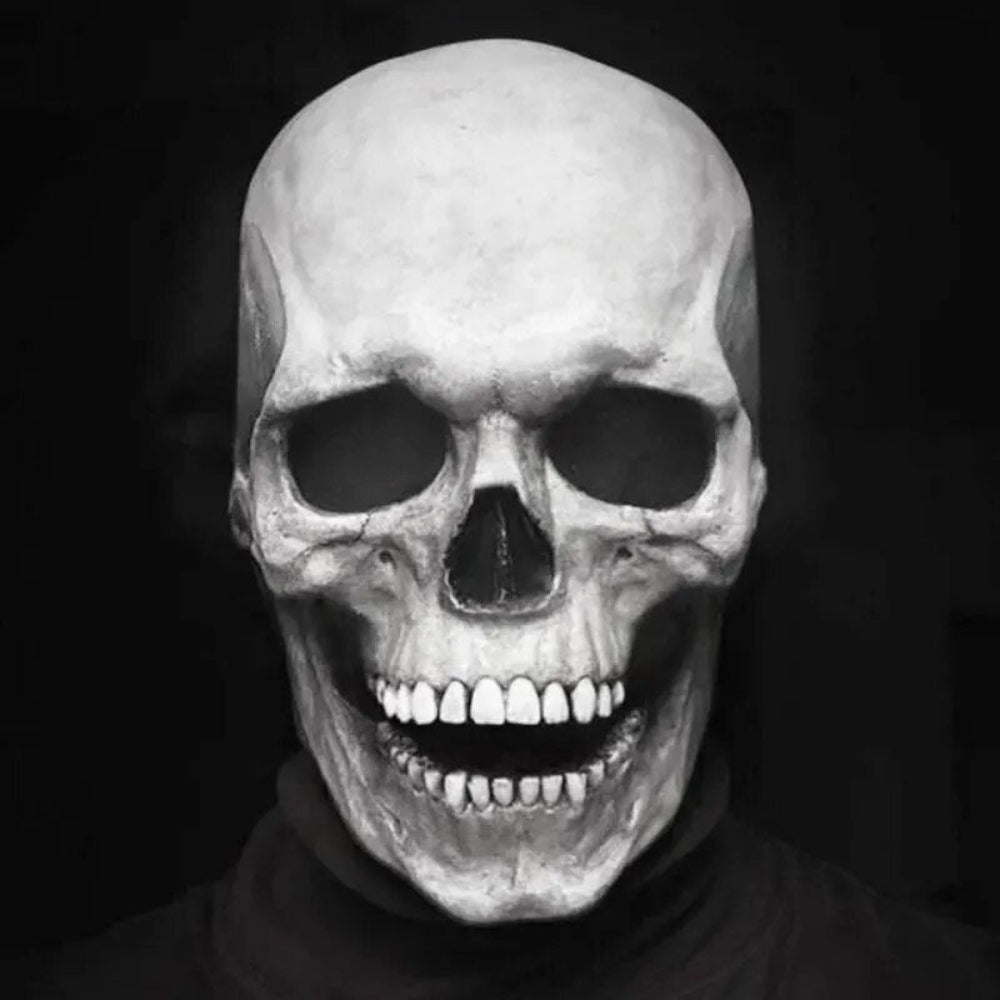 Halloween Skull Mask with Movable Jaw Full Head Latex