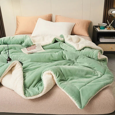 Reversible Sherpa Fleece Blanket for Bed and Sofa