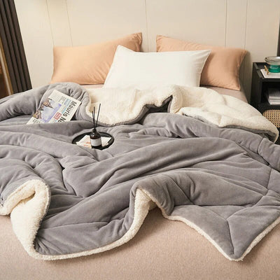 Reversible Sherpa Fleece Blanket for Bed and Sofa