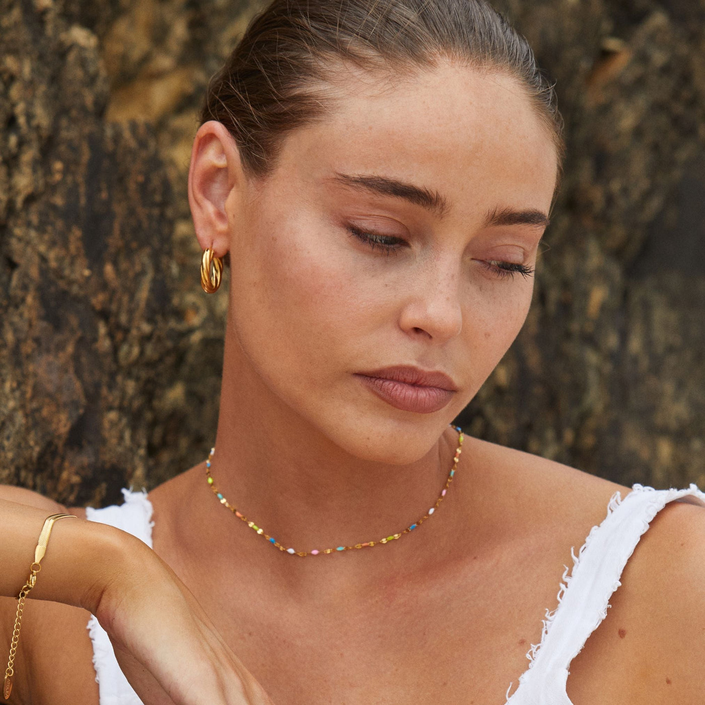 Selina Rainbow Choker Necklace with 18K Gold Coating