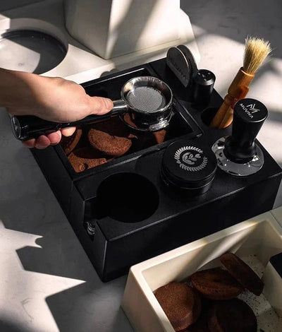 Multifunctional Coffee Tamping Station – Adjustable Knock Box