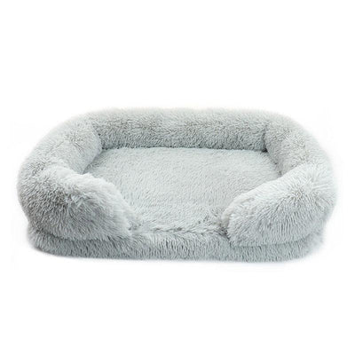 Luxury Fluffy Dog Bed with Washable Cover – Gray