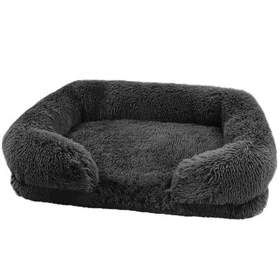 Luxury Fluffy Dog Bed with Washable Cover – Gray