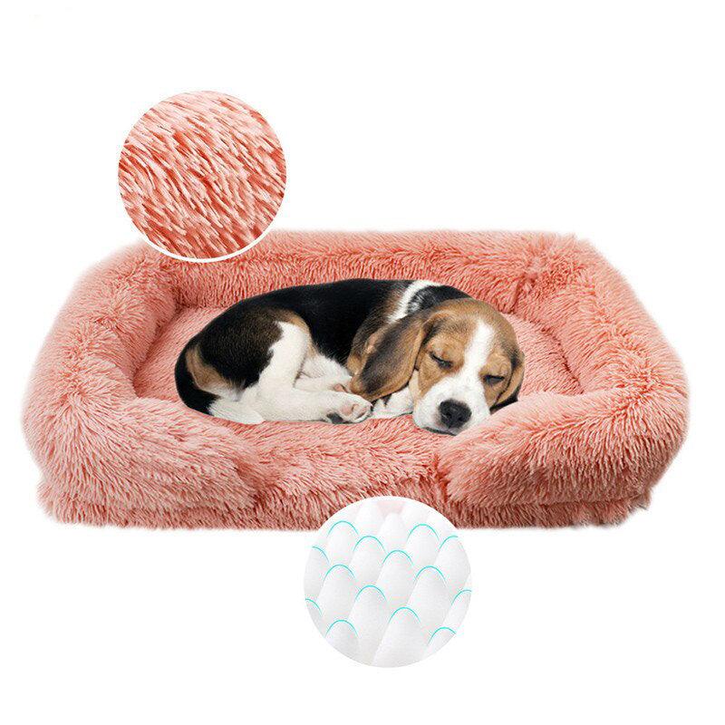 Luxury Fluffy Dog Bed with Washable Cover – Gray