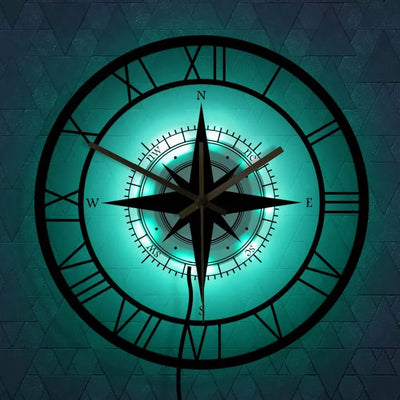 Nautical Compass Wall Clock – Silent Acrylic Maritime Design