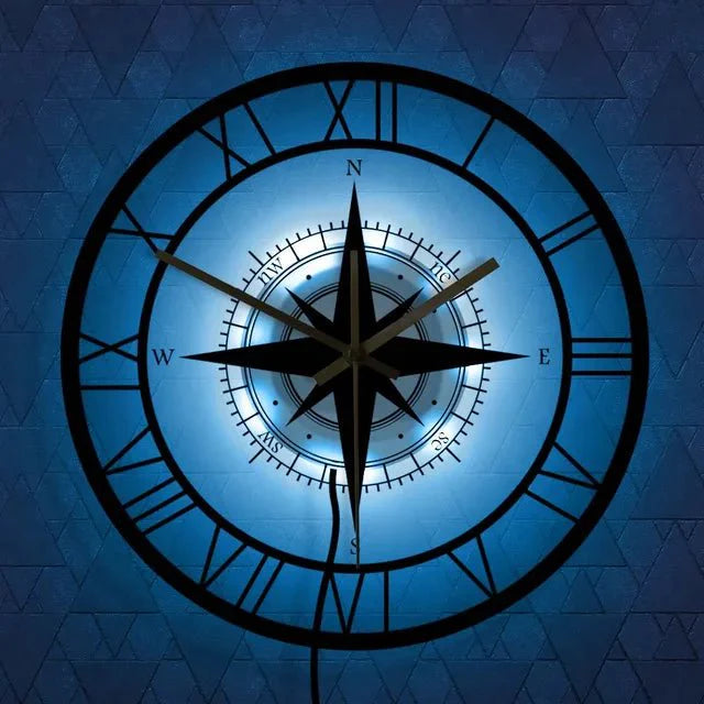 Nautical Compass Wall Clock – Silent Acrylic Maritime Design
