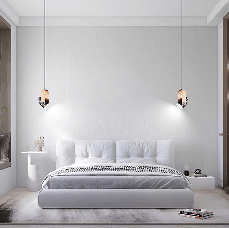 Nordic Wood & Metal Pendant Spotlight – Minimalist Hanging Light