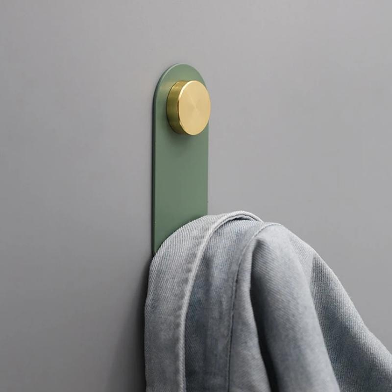 Scandinavian Pastel Wall Hook with Oak & Brass