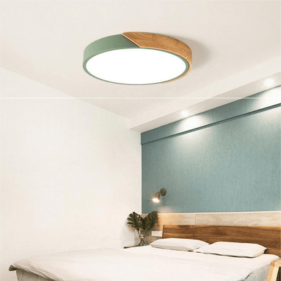 Nordic Wood LED Ceiling Light – Macaron Design, 23–30cm