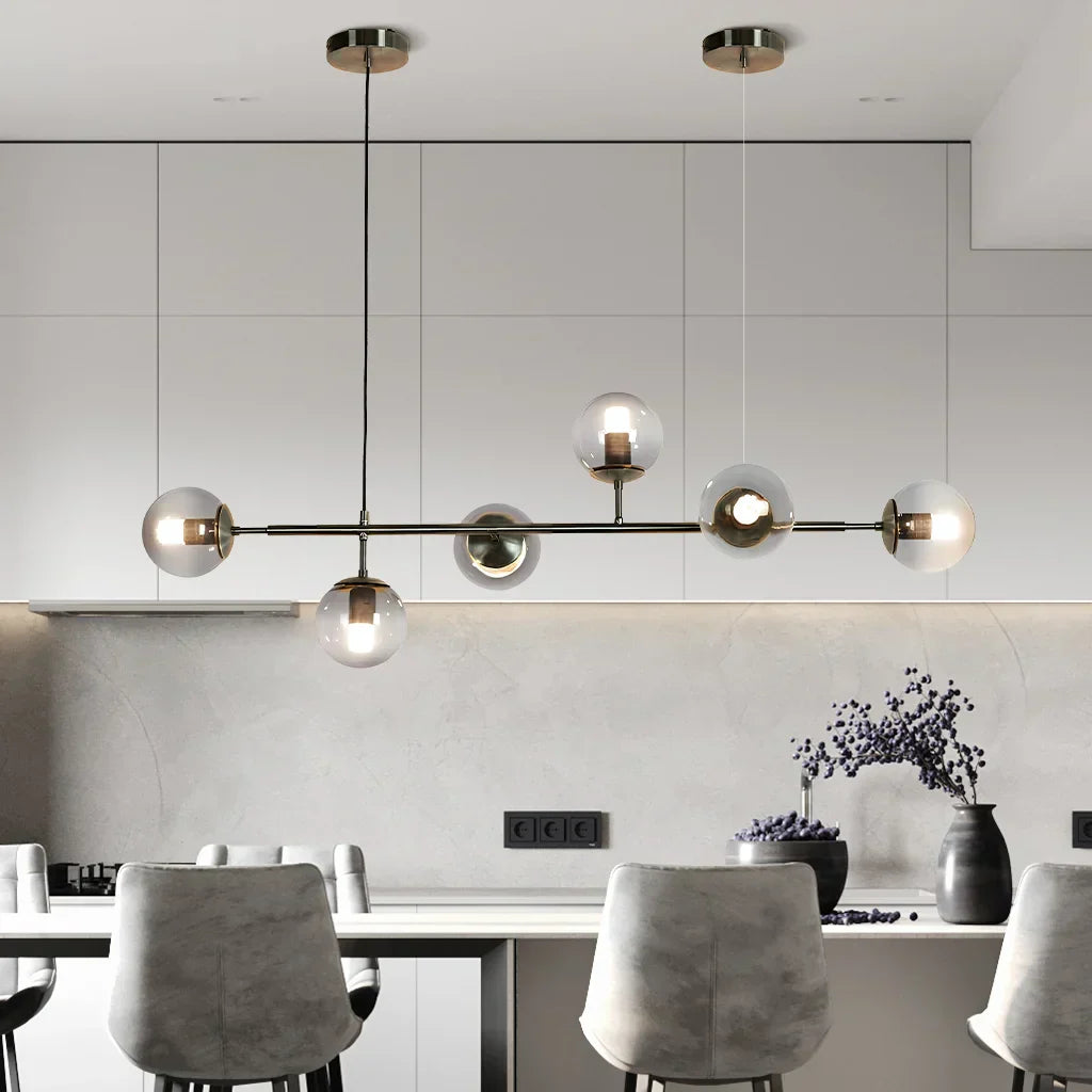 Anzo Glass Orb Pendant Light – E27 Modern Linear Fixture