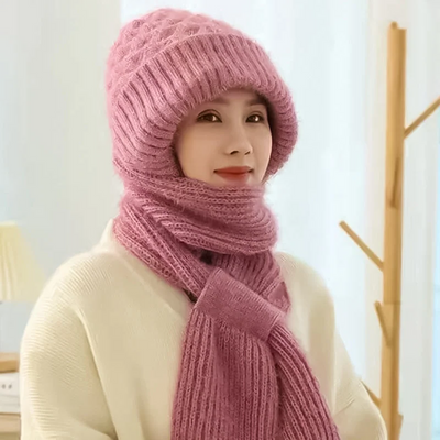 Women’s Winter Knit Hat Scarf – Windproof Ear Protection