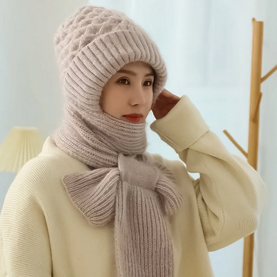 Women’s Winter Knit Hat Scarf – Windproof Ear Protection