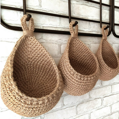 Hanging Jute Wall Baskets for Fruit & Vegetables