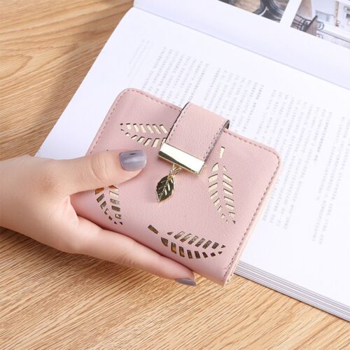 GoldenLeaf PU Leather Wallet with Leaf Charm Design