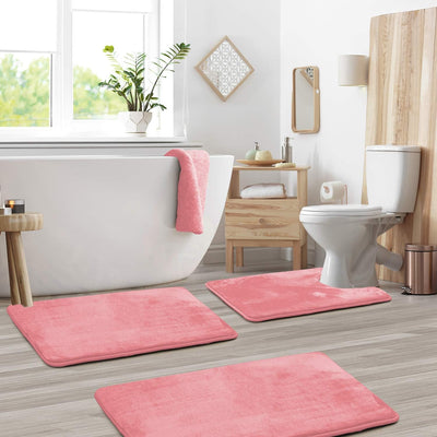 Velvet Memory Foam Bath Mat Set – Non-Slip & Quick-Dry (3 Pieces)