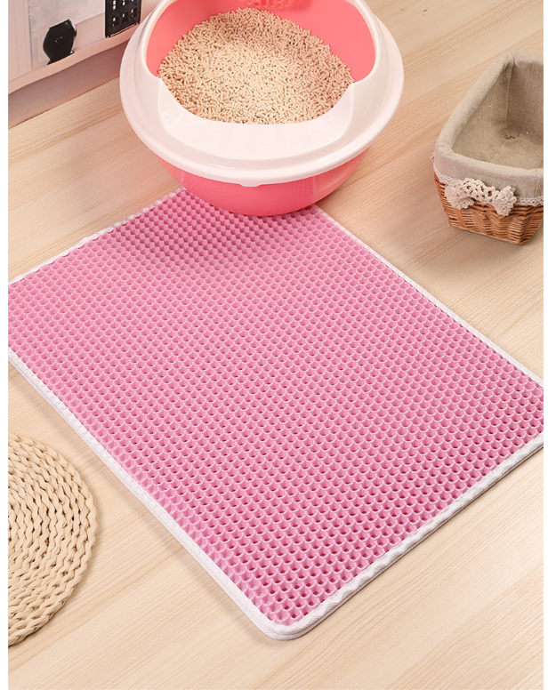 Cat Litter Mat with Double-Layer Trap and Non-Slip Base – PawGuard